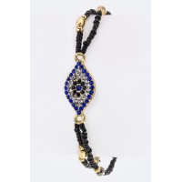 Pave Crystal Evil Eye Beaded Bracelet